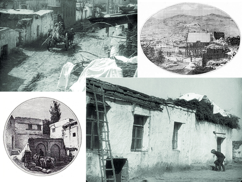 Фото: Еврейский квартал в Дербенте. 1932 год. Рисунки: Виды города Дербента, рисованные с натуры Василием Тиммом в 1849 году